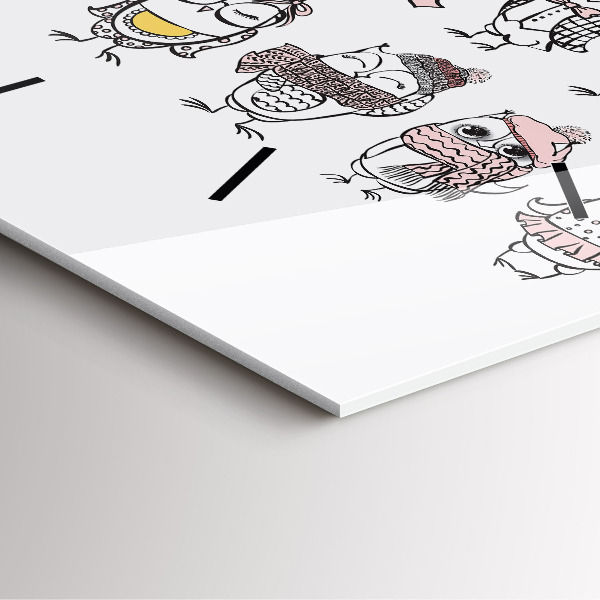 Reloj cuadrado Póster vintage con búhos