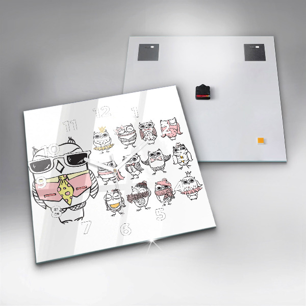 Reloj cuadrado Póster vintage con búhos