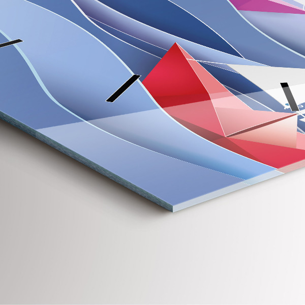 Reloj de pared cuadrado Origami de veleros de colores