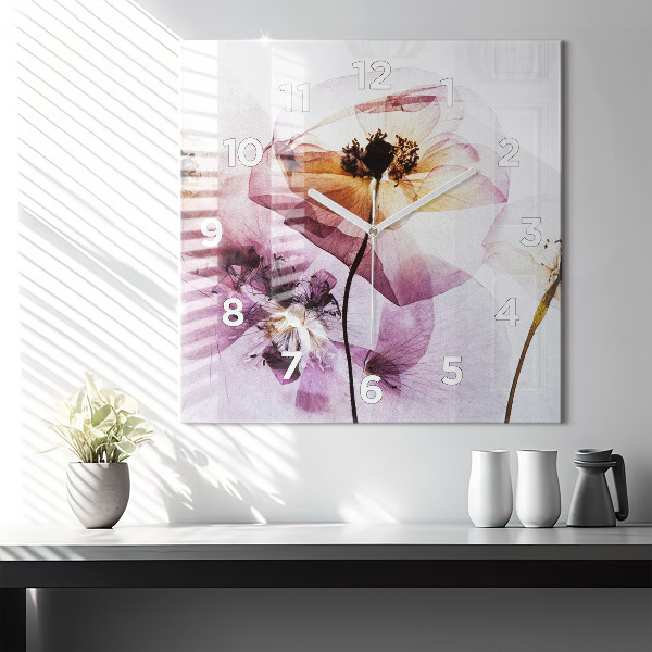 Reloj de pared cuadrado Amapolas secas Flores