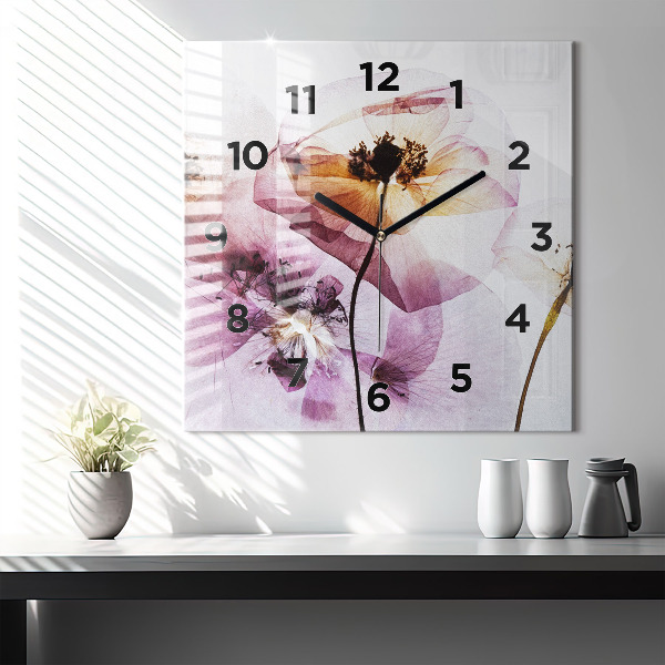 Reloj de pared cuadrado Amapolas secas Flores