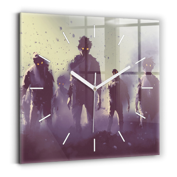 Reloj de pared cuadrado Zombie de noche - halloween