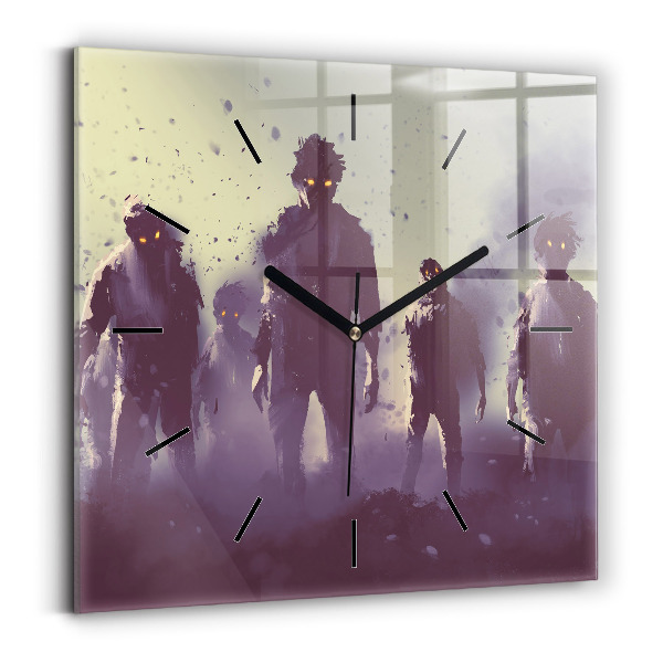 Reloj de pared cuadrado Zombie de noche - halloween