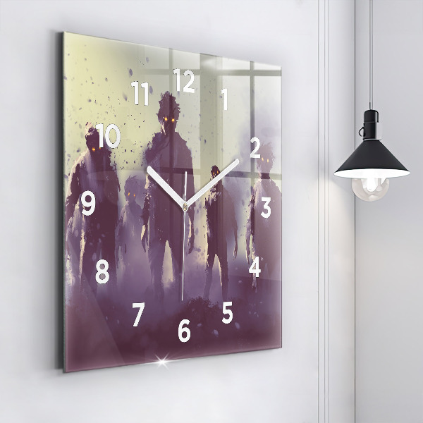 Reloj de pared cuadrado Zombie de noche - halloween