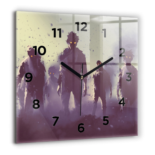 Reloj de pared cuadrado Zombie de noche - halloween