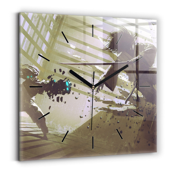 Reloj cuadrado Lucha entre robot y samurai