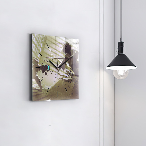 Reloj cuadrado Lucha entre robot y samurai