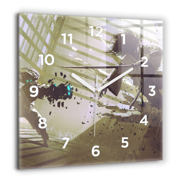 Reloj cuadrado Lucha entre robot y samurai