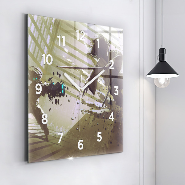 Reloj cuadrado Lucha entre robot y samurai