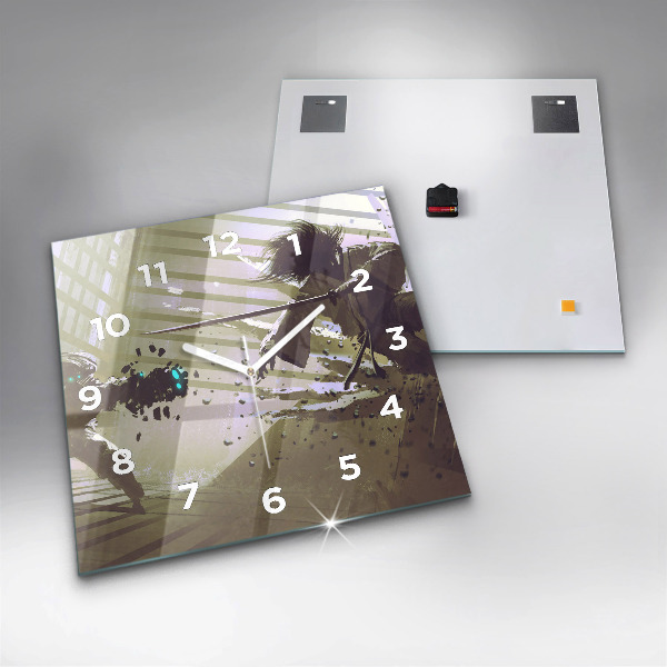 Reloj cuadrado Lucha entre robot y samurai