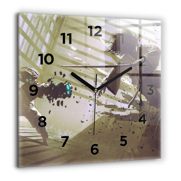 Reloj cuadrado Lucha entre robot y samurai