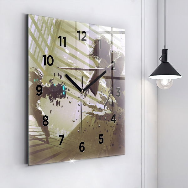 Reloj cuadrado Lucha entre robot y samurai