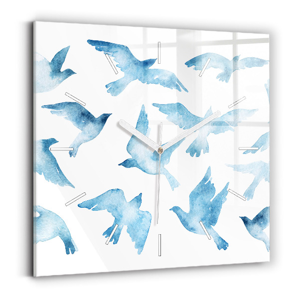 Reloj de pared cuadrado Pájaros azules volando