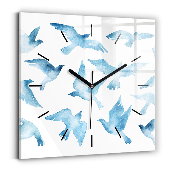 Reloj de pared cuadrado Pájaros azules volando