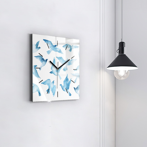 Reloj de pared cuadrado Pájaros azules volando