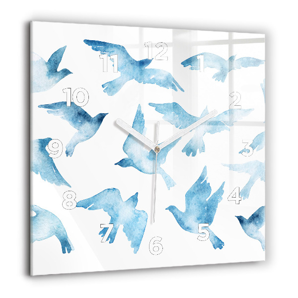 Reloj de pared cuadrado Pájaros azules volando
