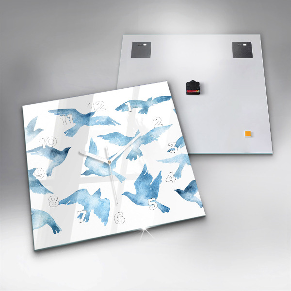 Reloj de pared cuadrado Pájaros azules volando