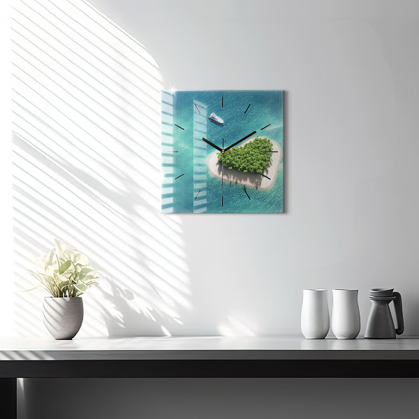 Reloj de pared cuadrado Isla corazón
