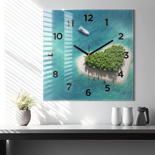 Reloj de pared cuadrado Isla corazón