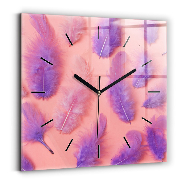 Reloj de pared cuadrado Plumas de colores