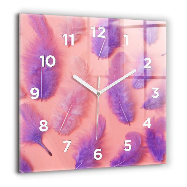 Reloj de pared cuadrado Plumas de colores