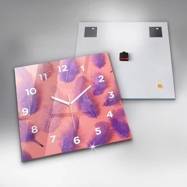 Reloj de pared cuadrado Plumas de colores