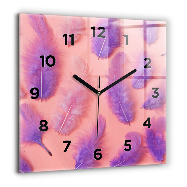 Reloj de pared cuadrado Plumas de colores