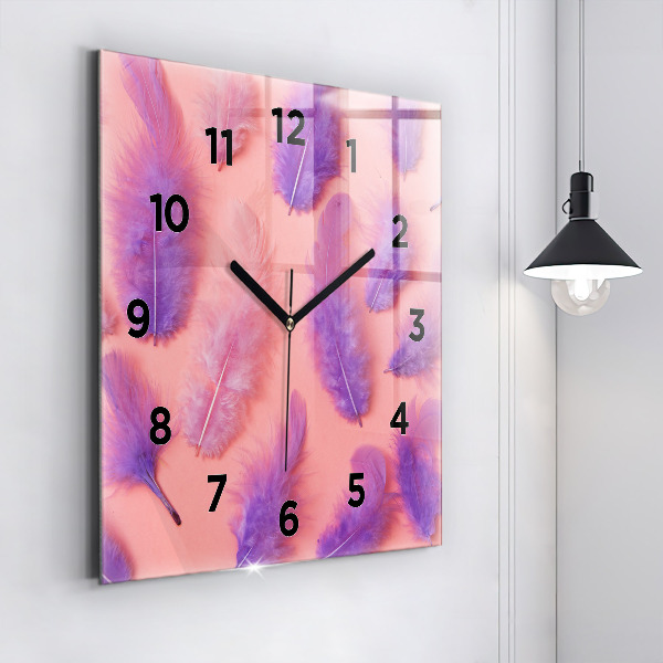 Reloj de pared cuadrado Plumas de colores