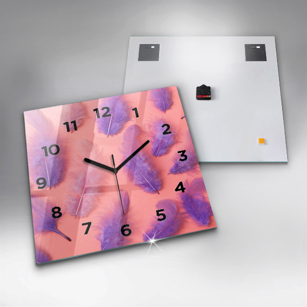 Reloj de pared cuadrado Plumas de colores