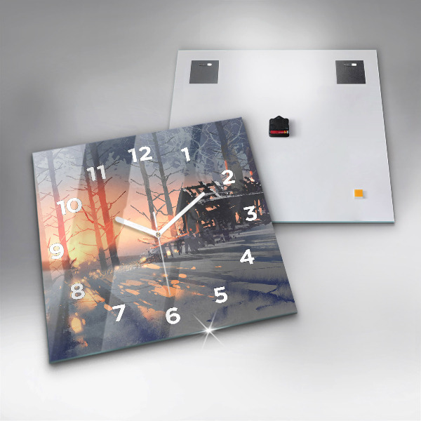 Reloj de pared cuadrado Paisaje invernal de árboles
