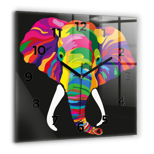 Reloj de pared cuadrado Elefante de colores