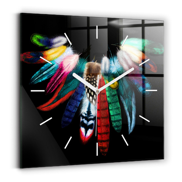 Reloj cuadrado Plumas de pájaro en colores
