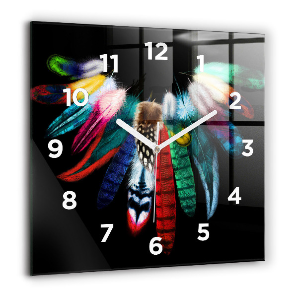 Reloj cuadrado Plumas de pájaro en colores