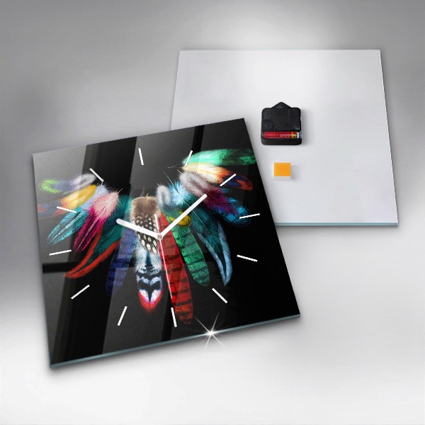 Reloj cuadrado Plumas de pájaro en colores