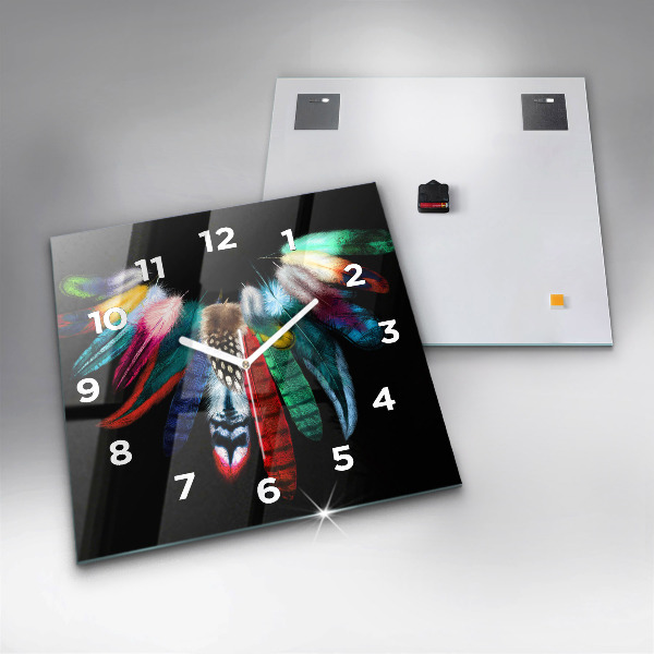 Reloj cuadrado Plumas de pájaro en colores