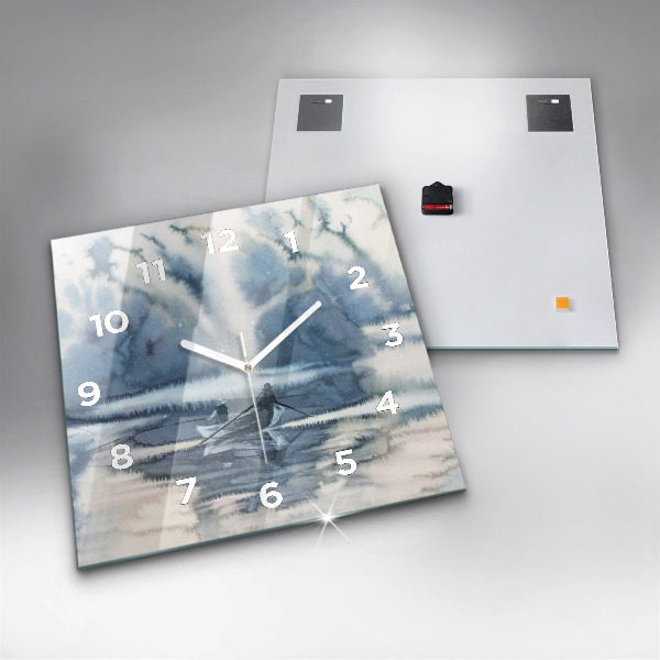 Reloj cuadrado Pescador en un lago