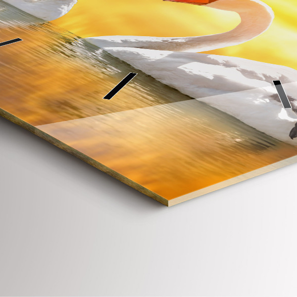 Reloj de pared cuadrado Cisnes enamorados