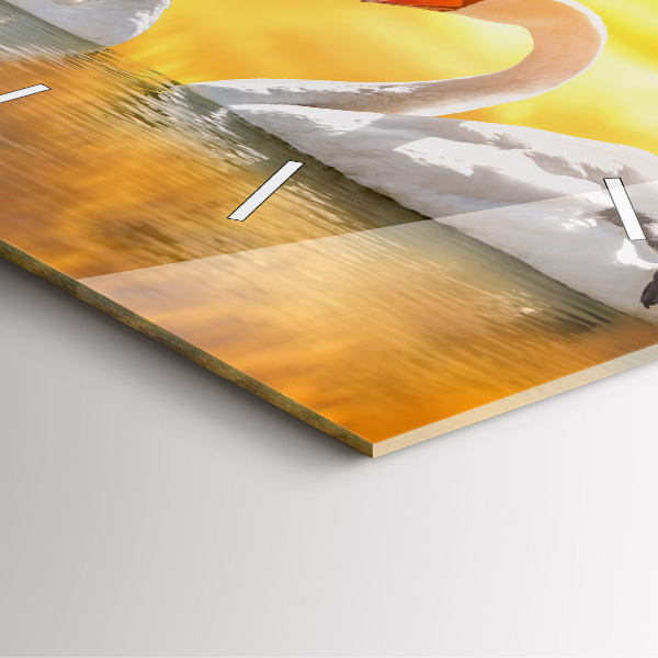 Reloj de pared cuadrado Cisnes enamorados