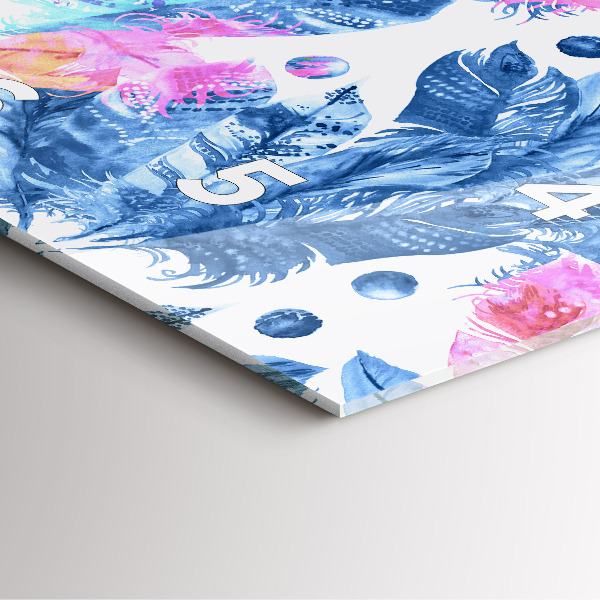 Reloj de pared cuadrado Plumas de colores