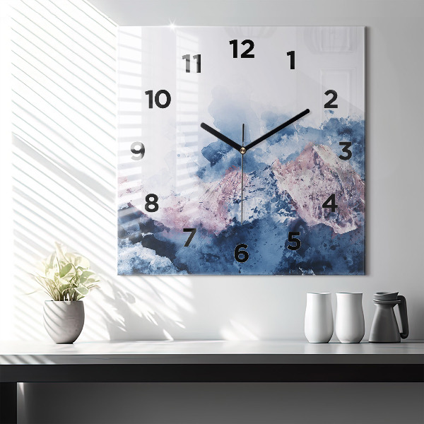 Reloj de pared cuadrado Montañas abstractas