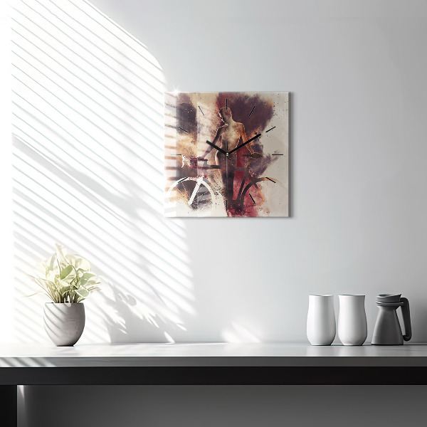 Reloj de pared cuadrado Mujer y bicicleta
