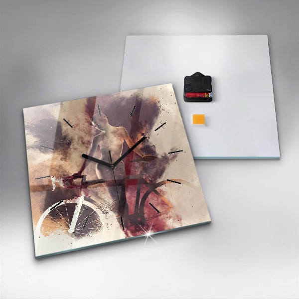 Reloj de pared cuadrado Mujer y bicicleta