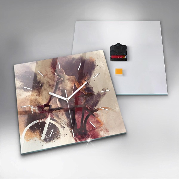 Reloj de pared cuadrado Mujer y bicicleta
