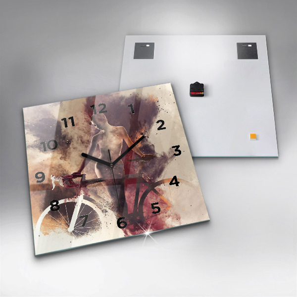Reloj de pared cuadrado Mujer y bicicleta