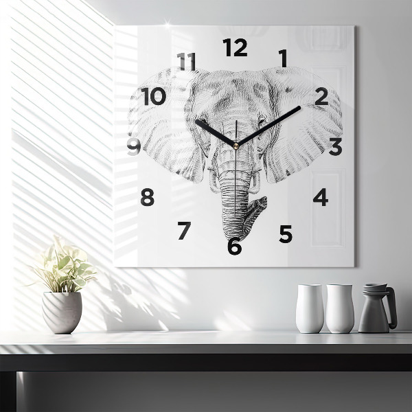 Reloj cuadrado Vector cabeza de elefante