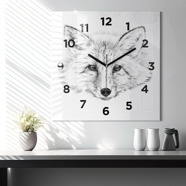 Reloj de pared cuadrado Vector cabeza de zorro