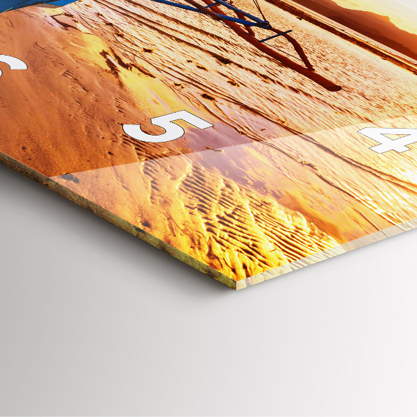 Reloj cuadrado Barco y puesta de sol