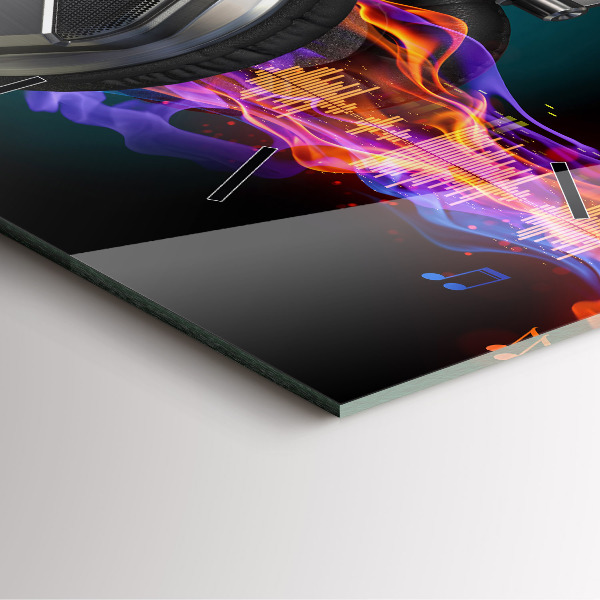 Reloj cuadrado Auriculares y ondas sonoras