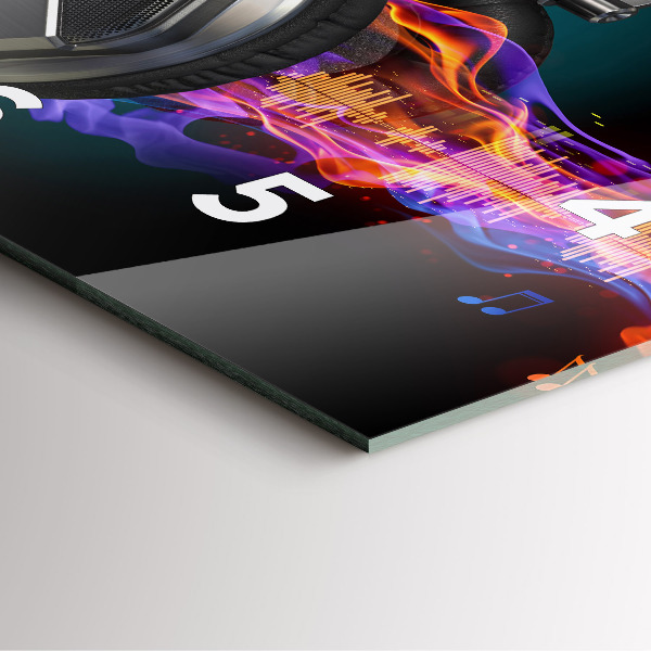 Reloj cuadrado Auriculares y ondas sonoras