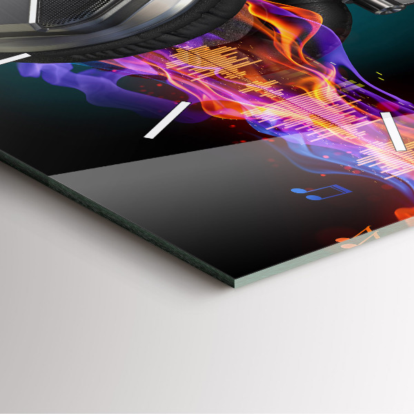 Reloj cuadrado Auriculares y ondas sonoras